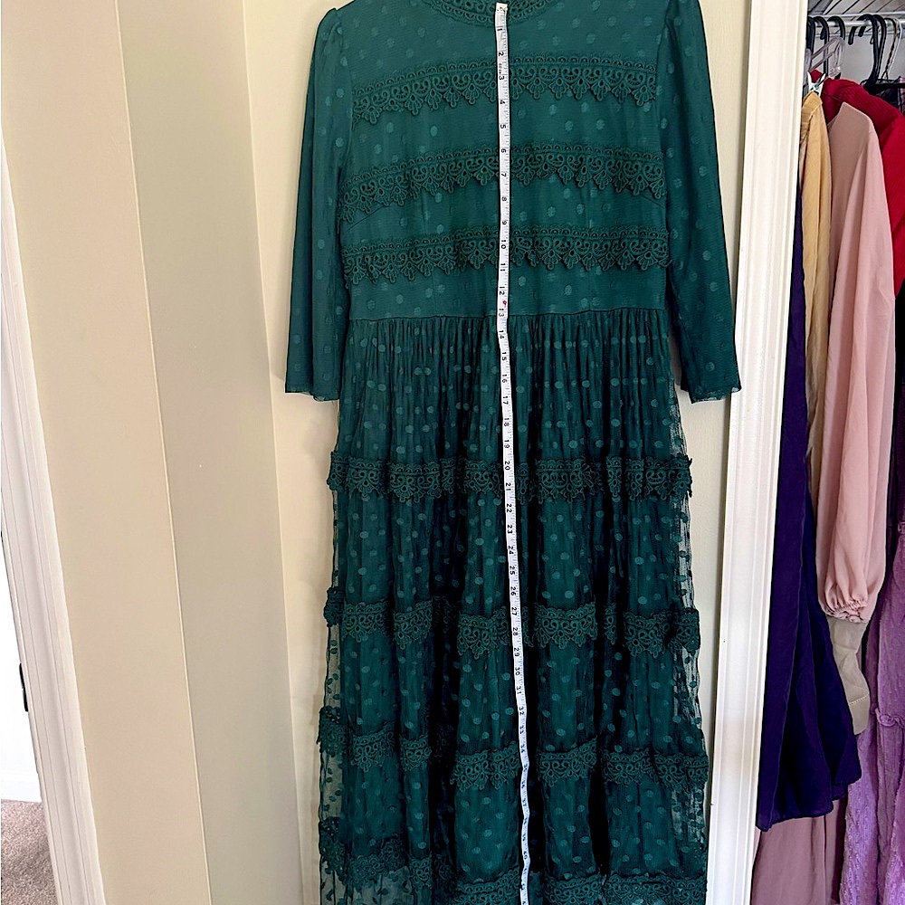 Dainty Jewells Teal Long Sleeve Lace Dress - Picture 5 of 10